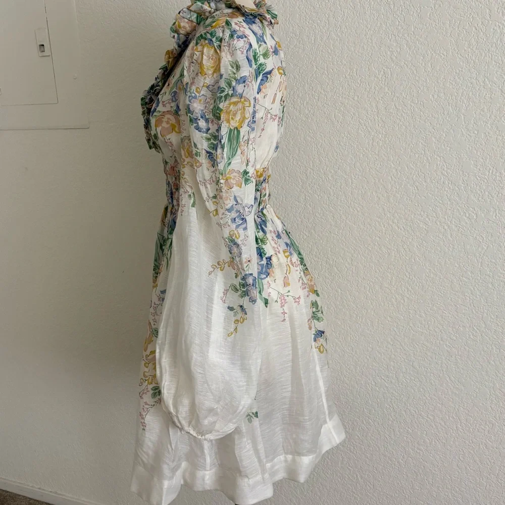 Like new zimmermann linen silk floral dress - Picture 8 of 9